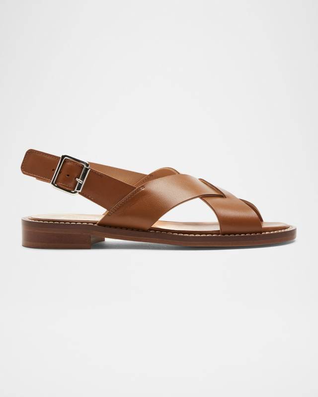 Tracy Leather Crossover Slingback Sandals